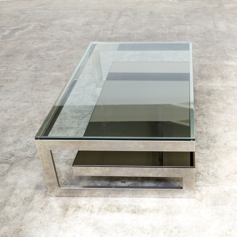 Chrome and glass coffee table for Belgo Chrom - 1970s