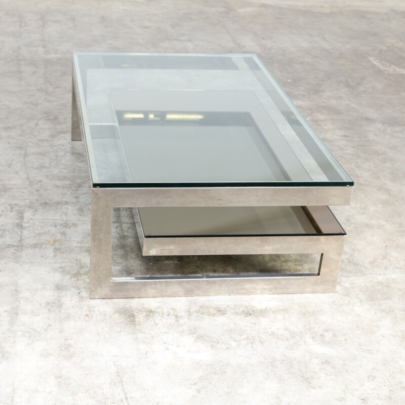 Chrome and glass coffee table for Belgo Chrom - 1970s