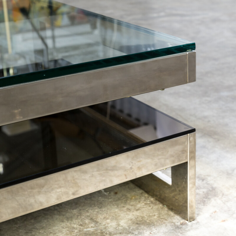 Chrome and glass coffee table for Belgo Chrom - 1970s
