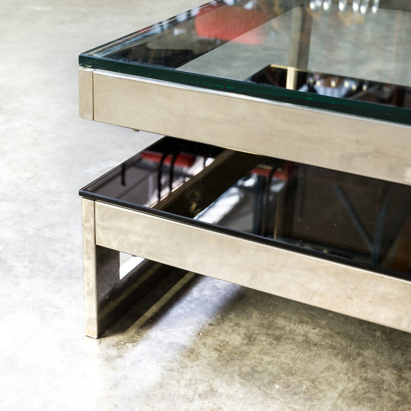 Chrome and glass coffee table for Belgo Chrom - 1970s