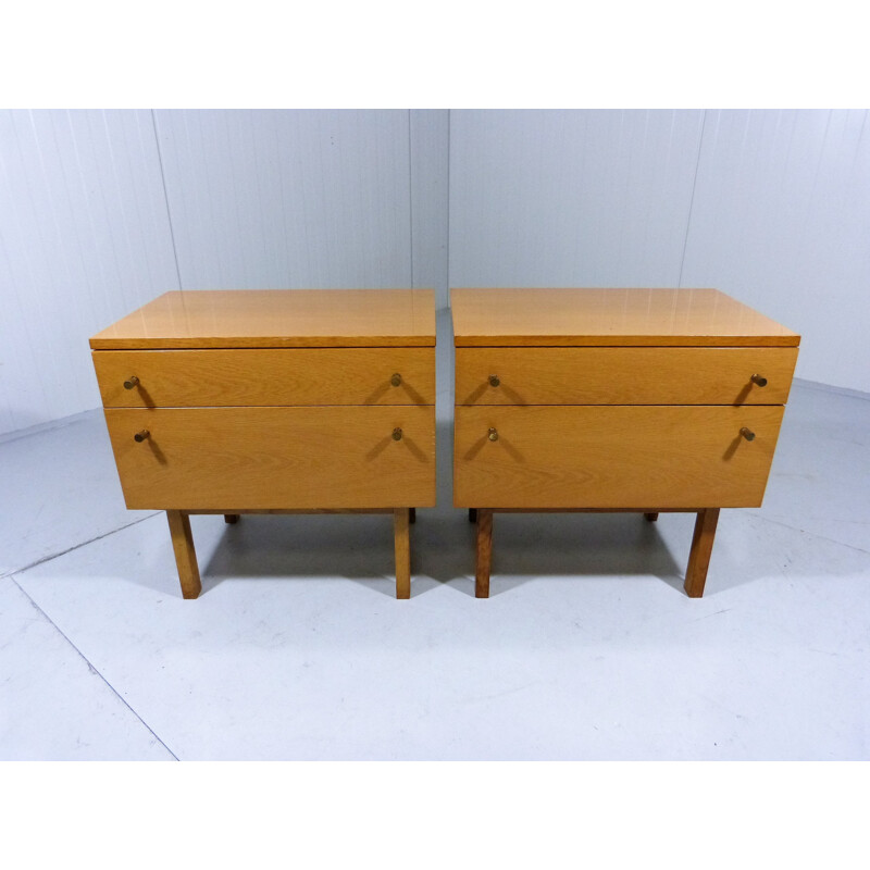 Set of 2 Wood and Brass vintage chest of drawers - 1950s