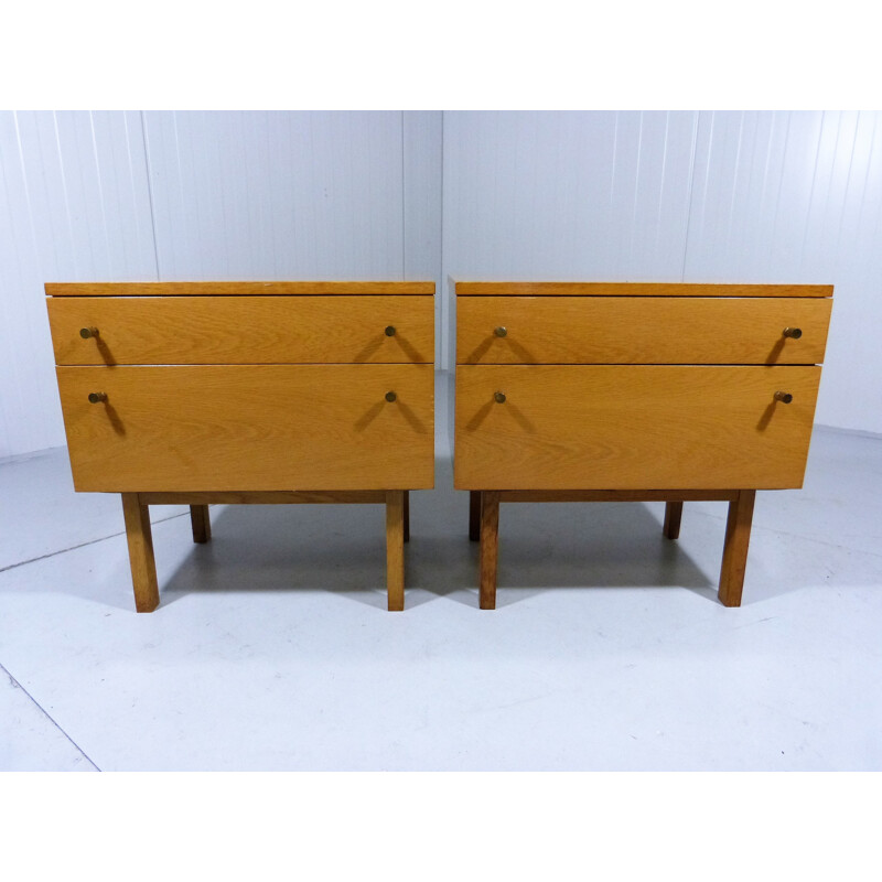 Set of 2 Wood and Brass vintage chest of drawers - 1950s