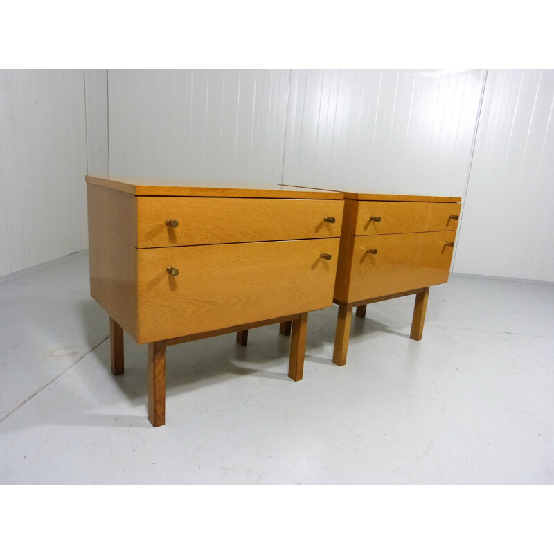 Set of 2 Wood and Brass vintage chest of drawers - 1950s