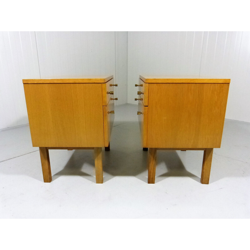 Set of 2 Wood and Brass vintage chest of drawers - 1950s