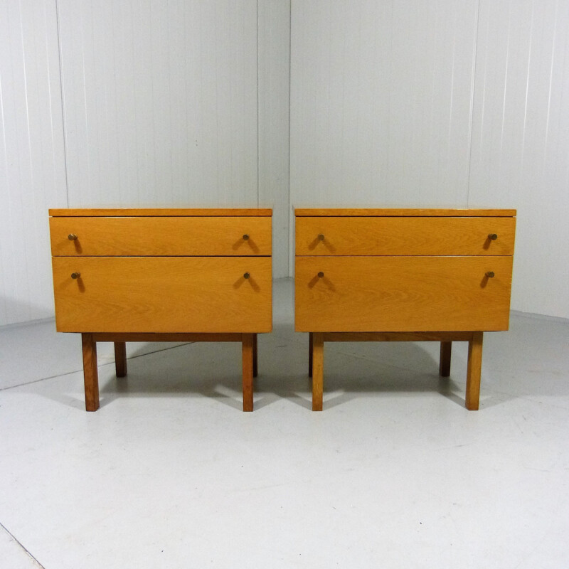 Set of 2 Wood and Brass vintage chest of drawers - 1950s