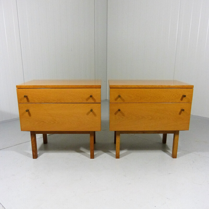 Set of 2 Wood and Brass vintage chest of drawers - 1950s