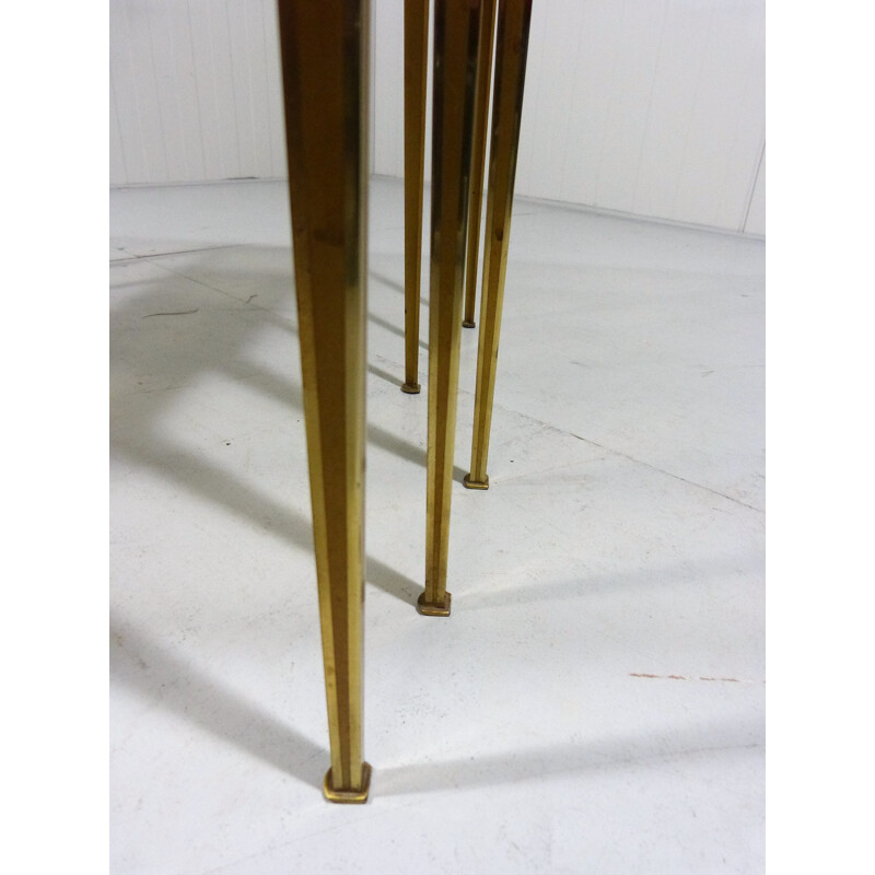 Brass & Smoked Glass Nesting Tables By Deutsche Werkstätten - 1950s