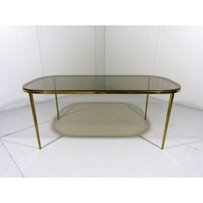 Brass & Smoked Glass Coffee Table by Deutsche Vereinigte Werkstätten - 1950s