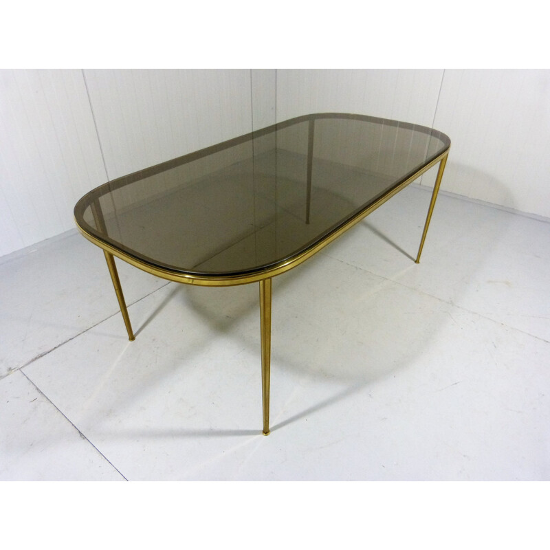 Brass & Smoked Glass Coffee Table by Deutsche Vereinigte Werkstätten - 1950s