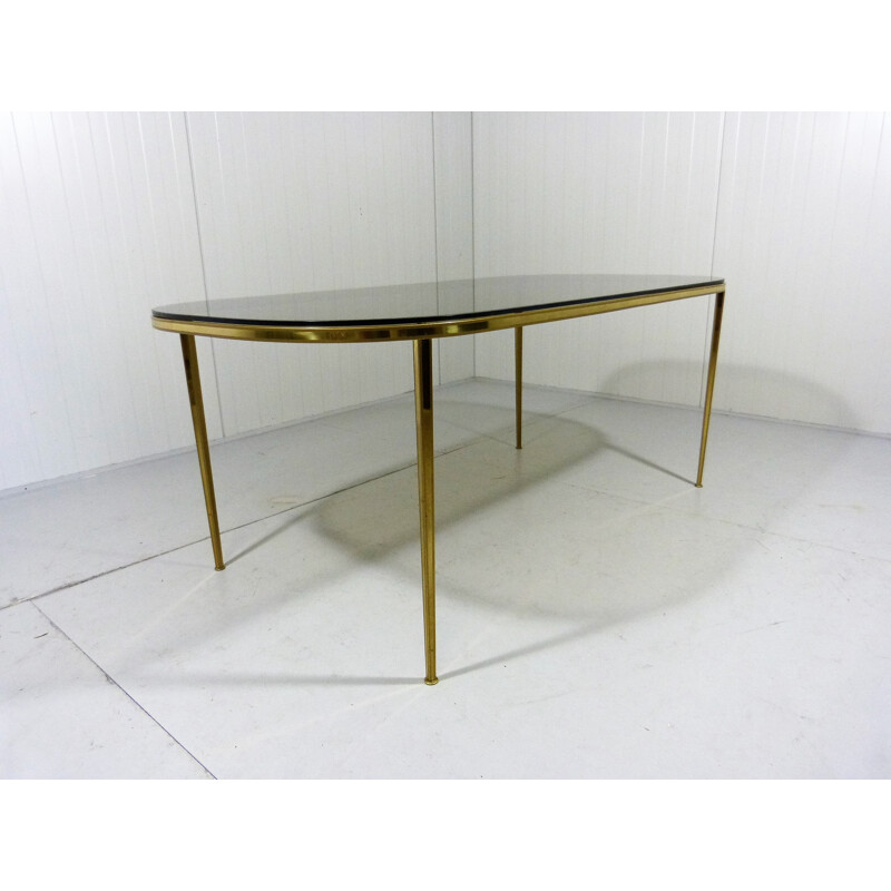 Brass & Smoked Glass Coffee Table by Deutsche Vereinigte Werkstätten - 1950s