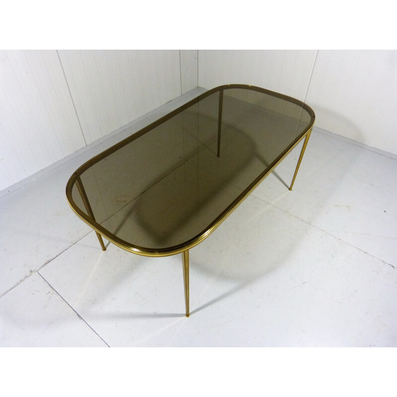 Brass & Smoked Glass Coffee Table by Deutsche Vereinigte Werkstätten - 1950s