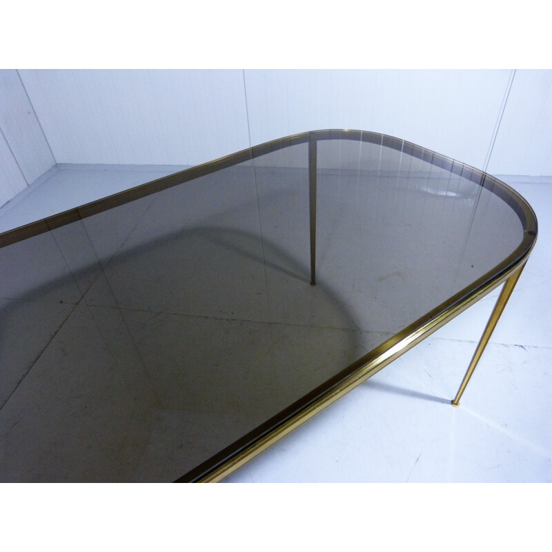 Brass & Smoked Glass Coffee Table by Deutsche Vereinigte Werkstätten - 1950s