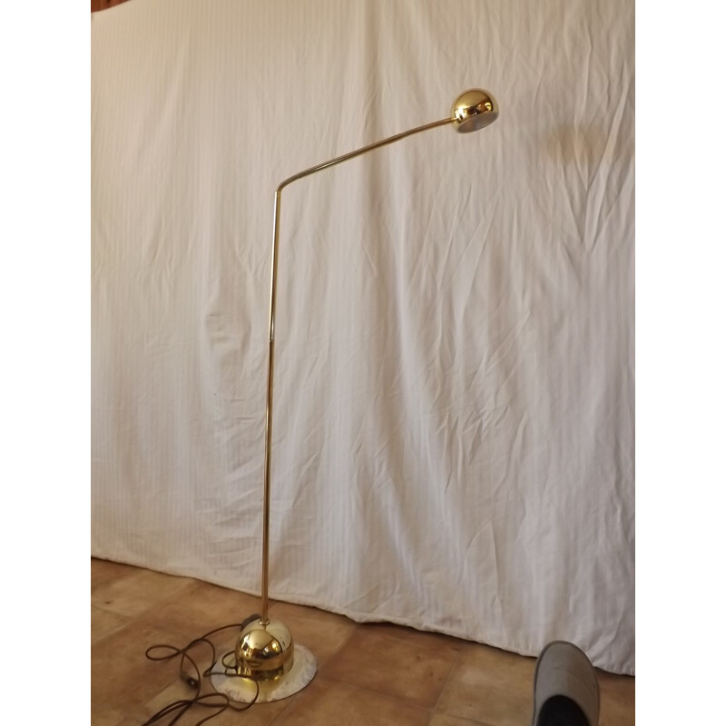 Vintage floor lamp with gold metal and brass - 1970s