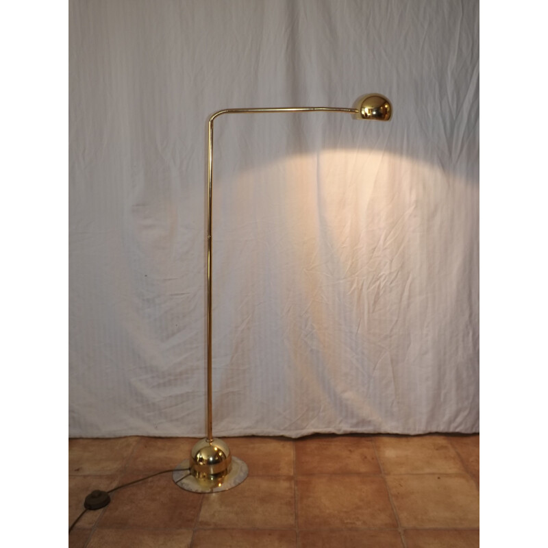 Vintage floor lamp with gold metal and brass - 1970s