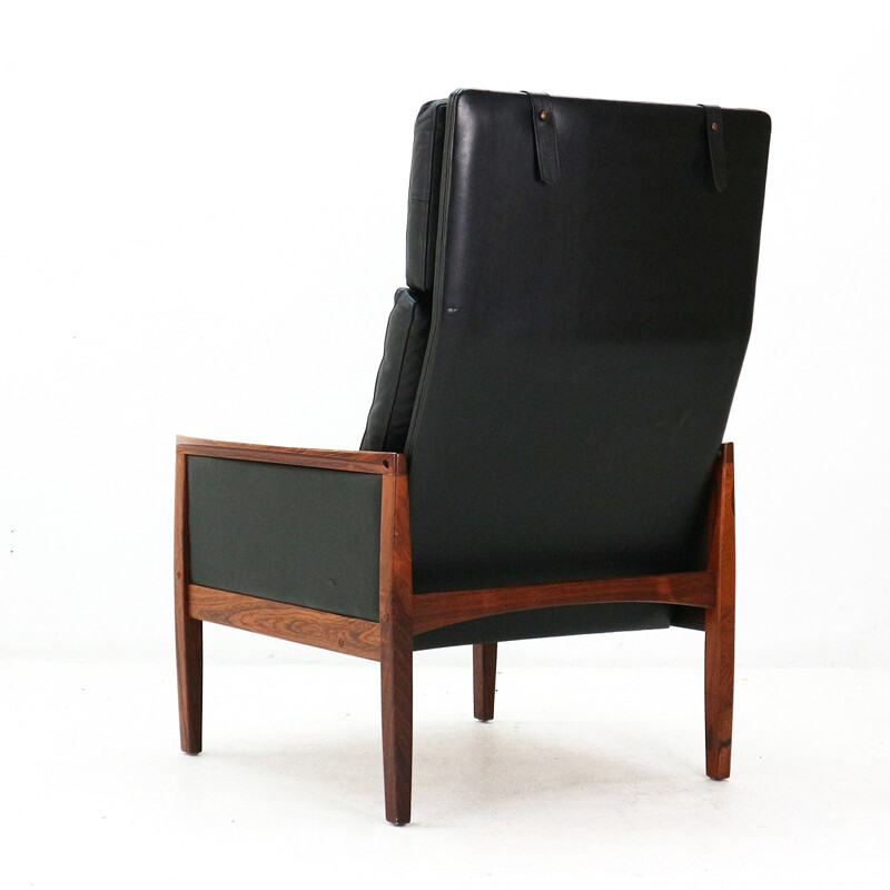 Leather and rosewood armchair by Hans Olsen for Juul Kristensen - 1960s