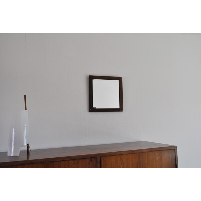 Swedish rosewood mirror with silver detail by Uno & Östen Kristiansson - 1960s