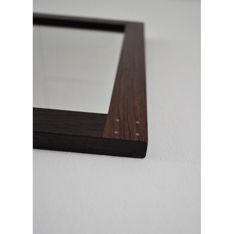 Swedish rosewood mirror with silver detail by Uno & Östen Kristiansson - 1960s