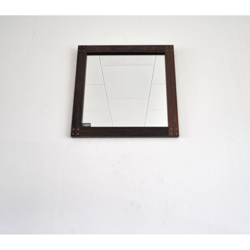 Swedish rosewood mirror with silver detail by Uno & Östen Kristiansson - 1960s