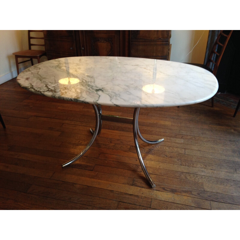 Table en marbre ovale - années 70