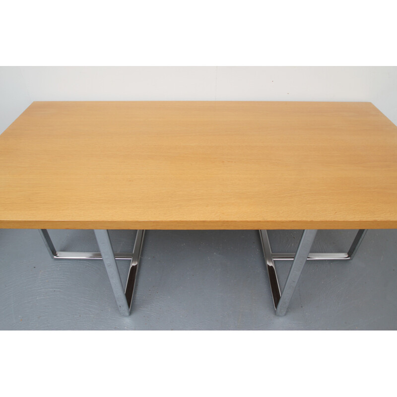 Vintage desk in light oak and chromed metal, 1970