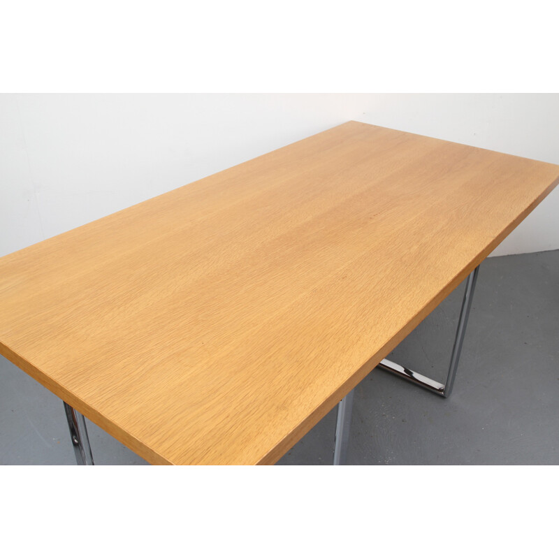 Vintage desk in light oak and chromed metal, 1970