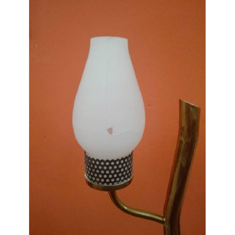 Lampada da terra in vetro e ottone Stilnovo vintage - 1950