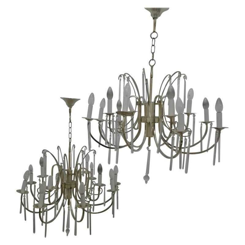 Vintage couple chandelier by Gaetano Sciolari - 1970s