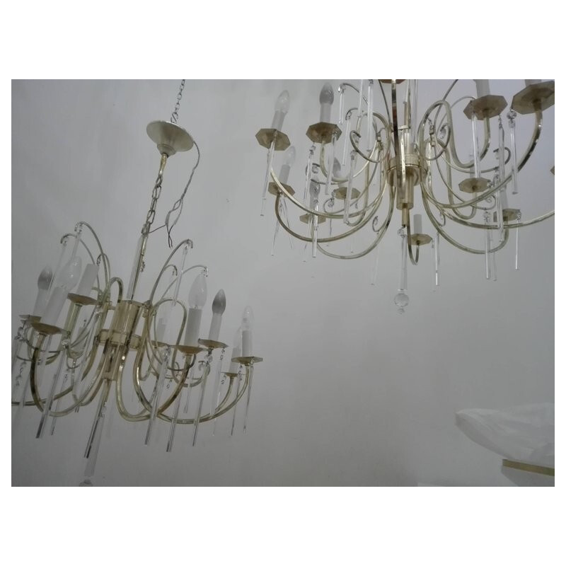 Vintage couple chandelier by Gaetano Sciolari - 1970s