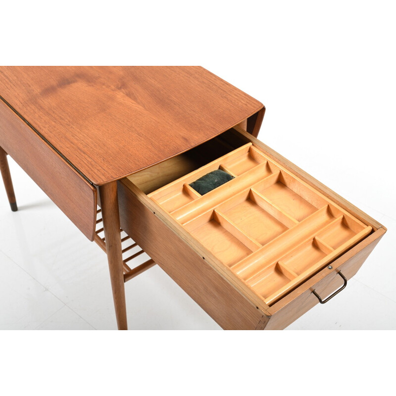 Vintage Danish Sewing Table in Teak and Oak - 1960s