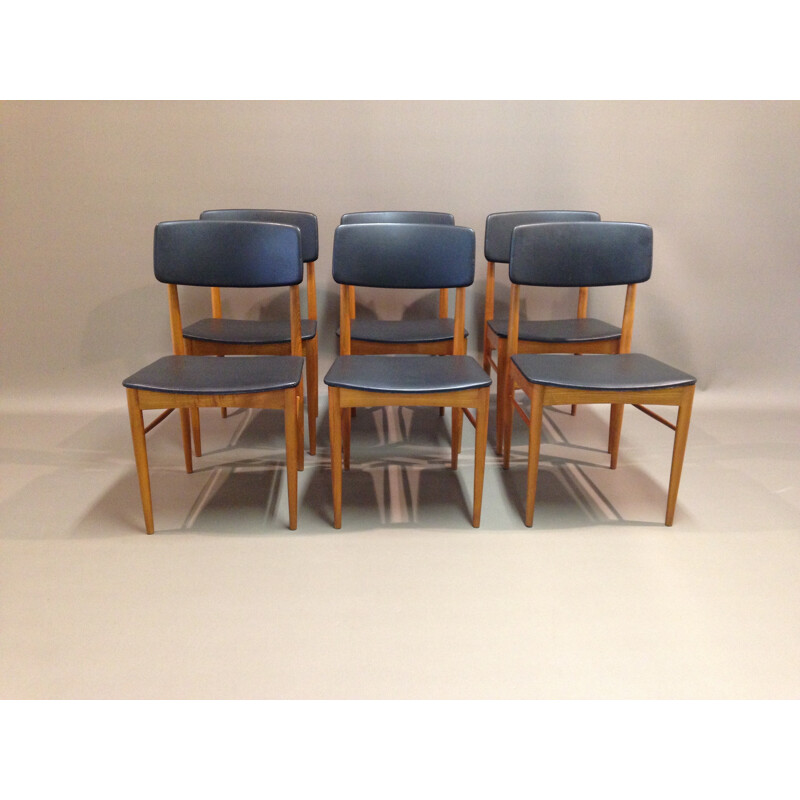 Set of 6 vintage chairs in teak - 1950s