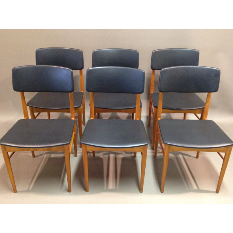 Ensemble de 6 chaises vintage en teck - 1950