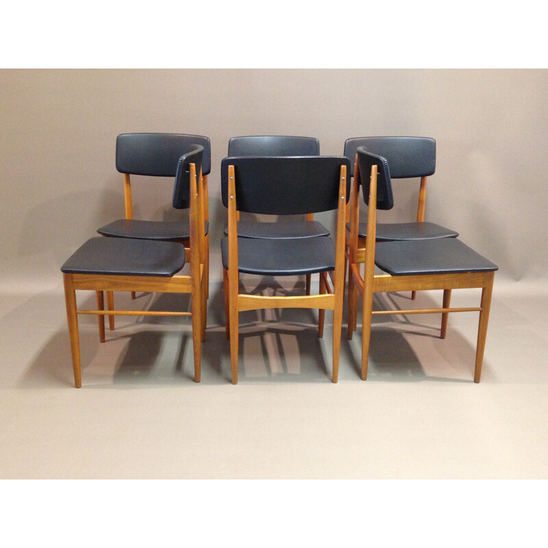 Set of 6 vintage chairs in teak - 1950s