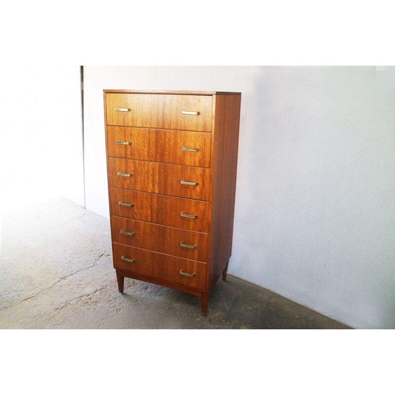 Vintage chest of drawers with brass handles - 1970s