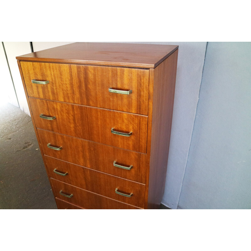 Vintage chest of drawers with brass handles - 1970s