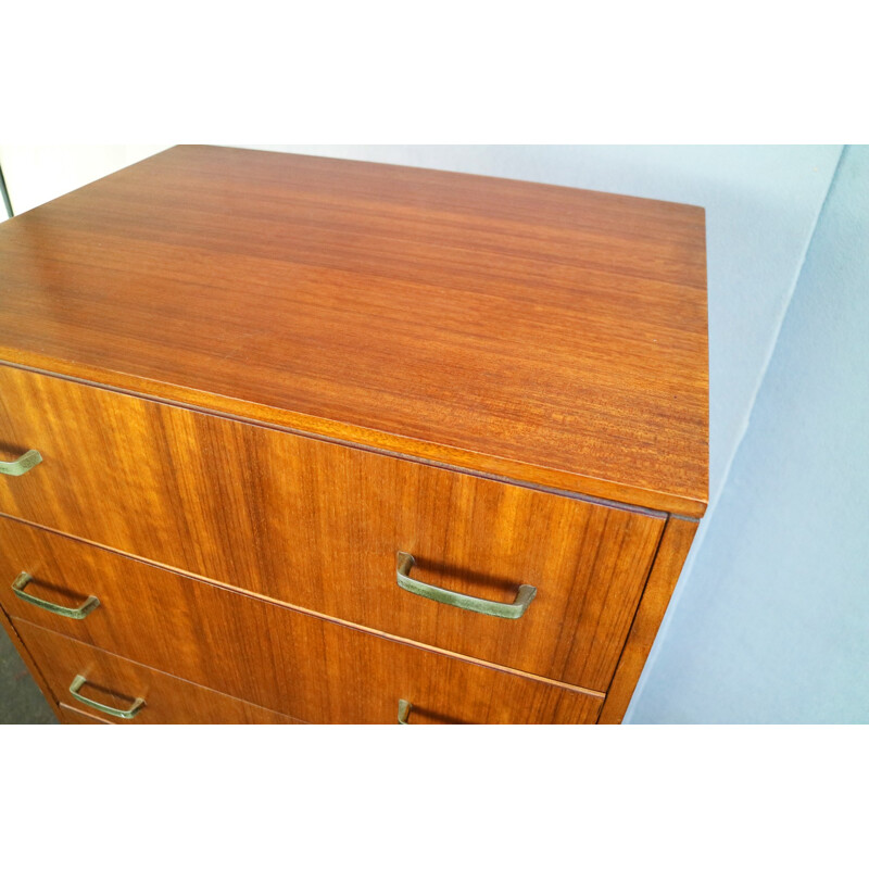 Vintage chest of drawers with brass handles - 1970s