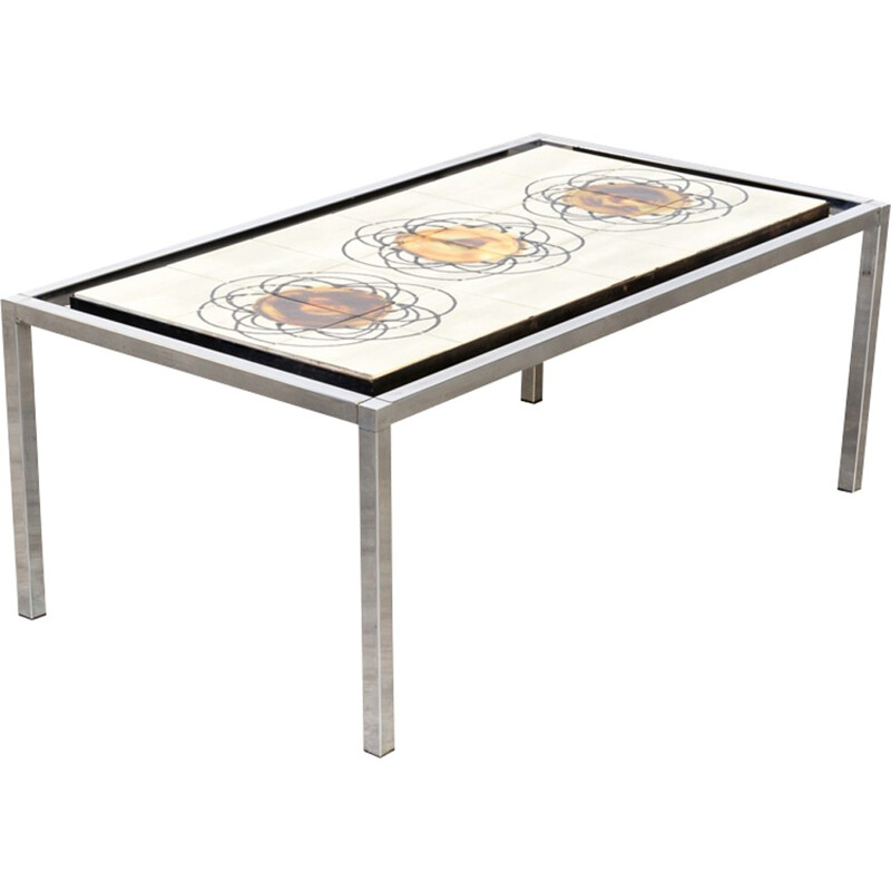 Vintage handpainted coffee table by Juliette Belarti - 1960s