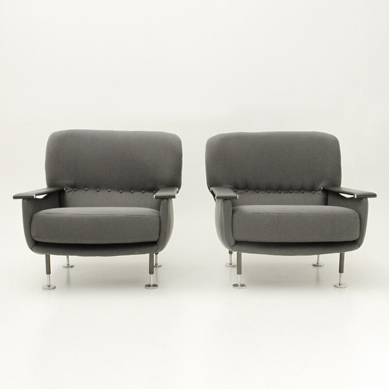 Suite de 2 fauteuils gris vintage italiens - 1950