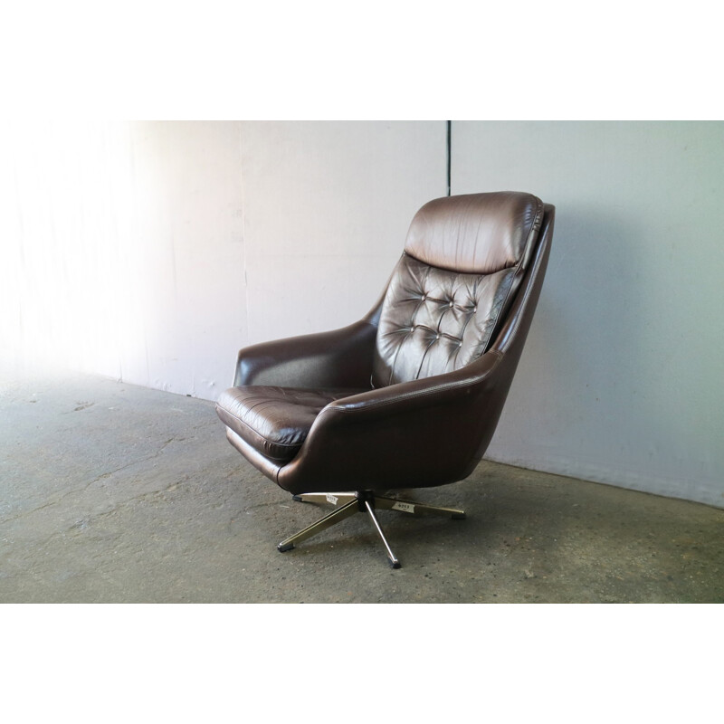 Vintage Danish swivel chair made of leather - 1970s