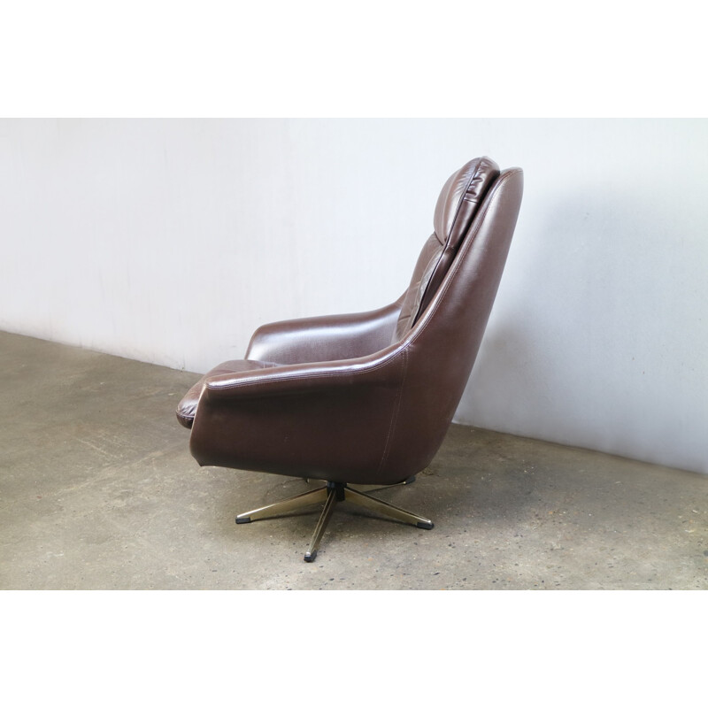 Vintage Danish swivel chair made of leather - 1970s