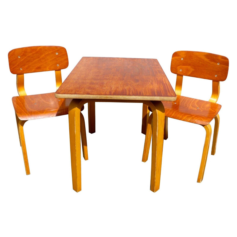 Mid century modern desk and two children’s chairs - 1950s