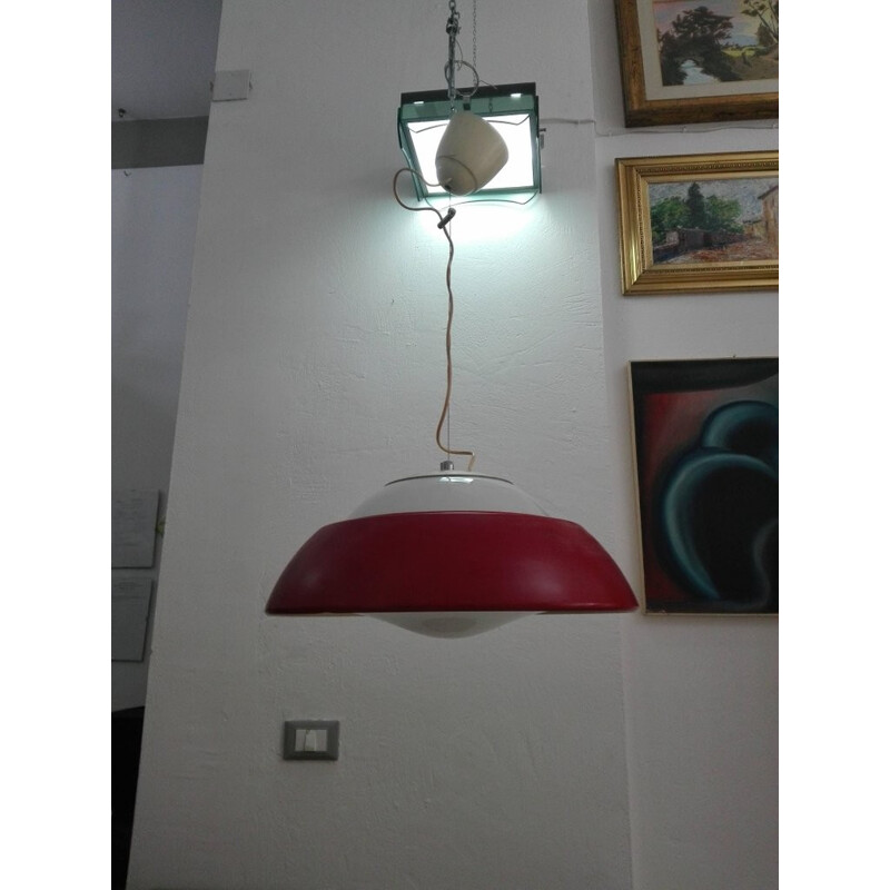 Lámpara de suspensión roja vintage italiana - 1960