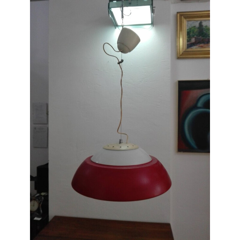 Vintage Italian Red hanging lamp - 1960s