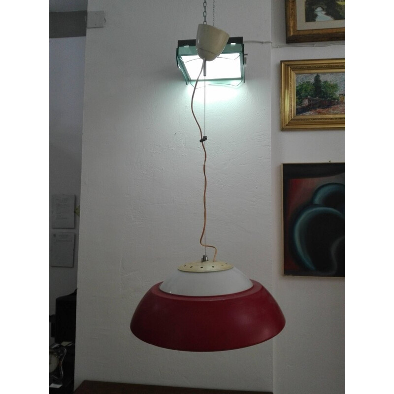 Vintage Italiaanse rode hanglamp - 1960