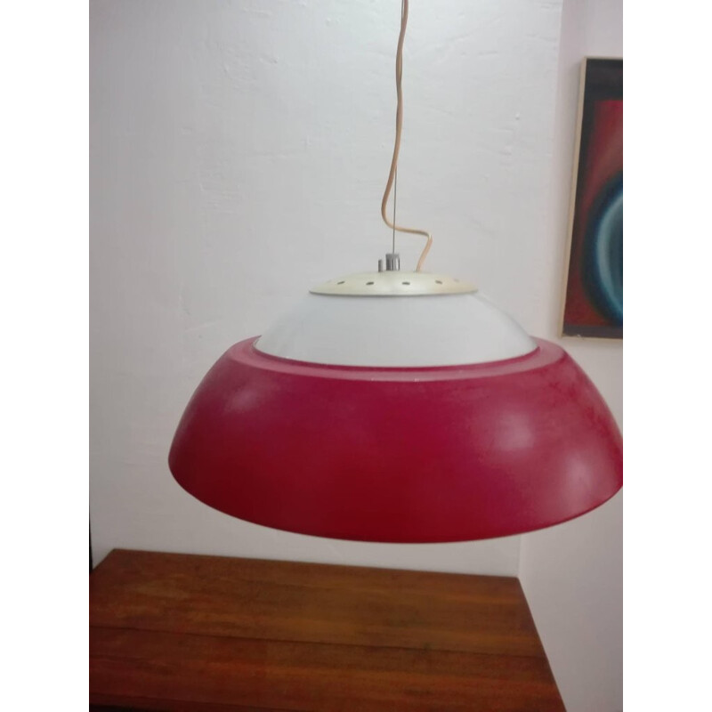 Lámpara de suspensión roja vintage italiana - 1960