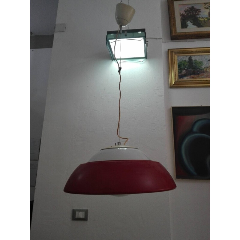 Vintage Italiaanse rode hanglamp - 1960