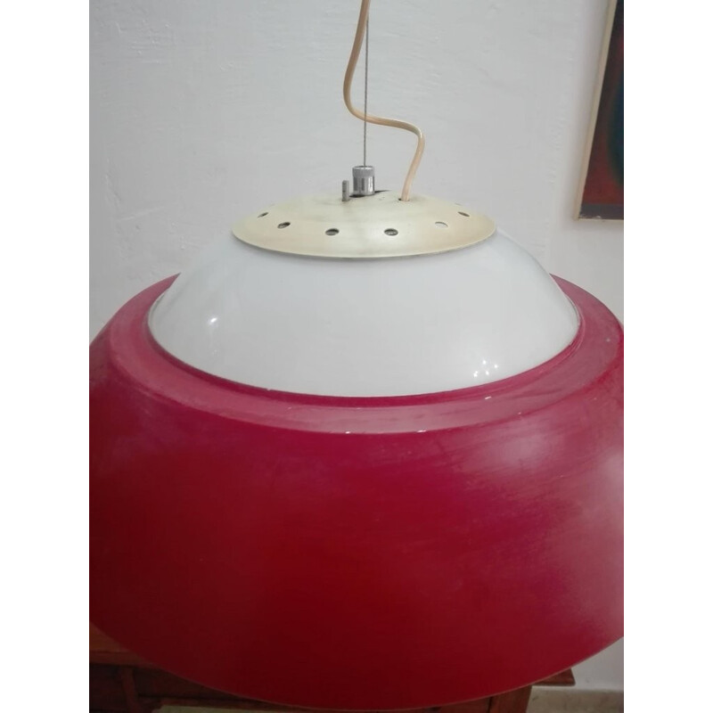 Vintage Italian Red hanging lamp - 1960s