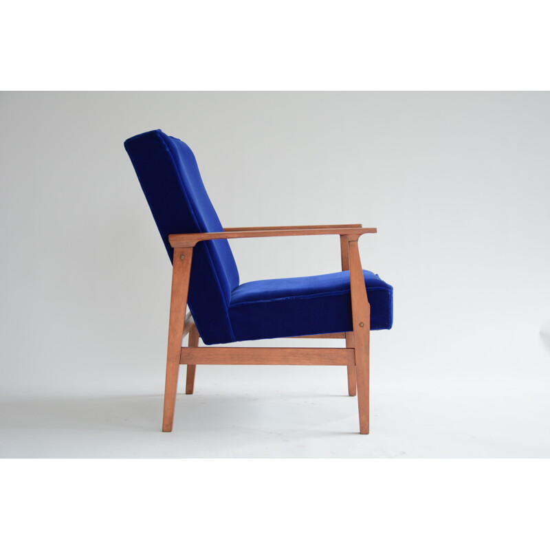 Vintage square Blue TON armchair - 1960s