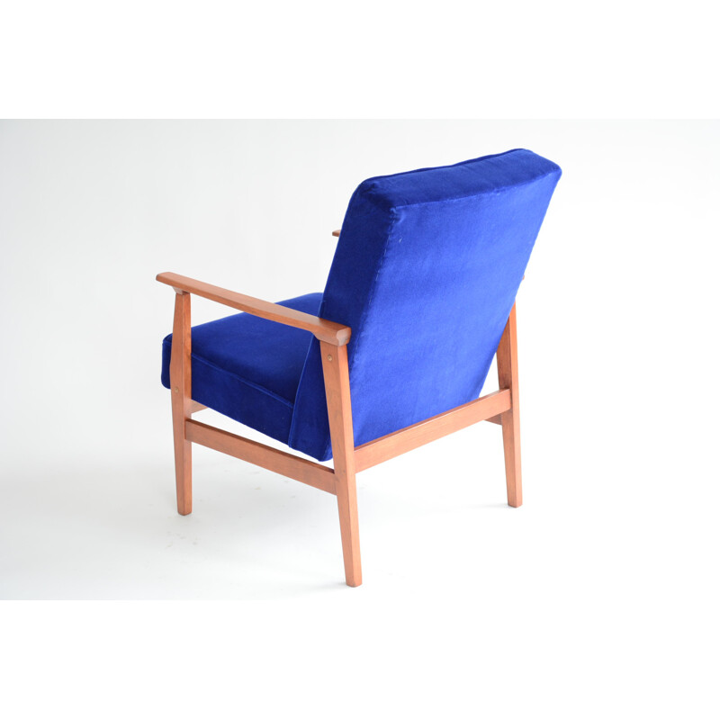 Vintage square Blue TON armchair - 1960s