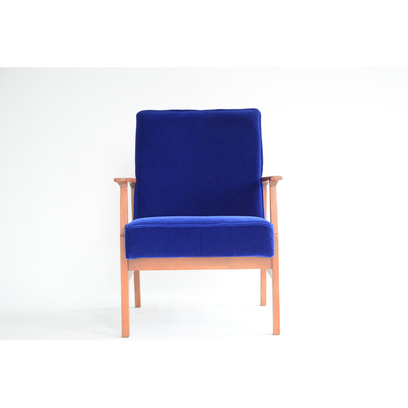 Vintage square Blue TON armchair - 1960s