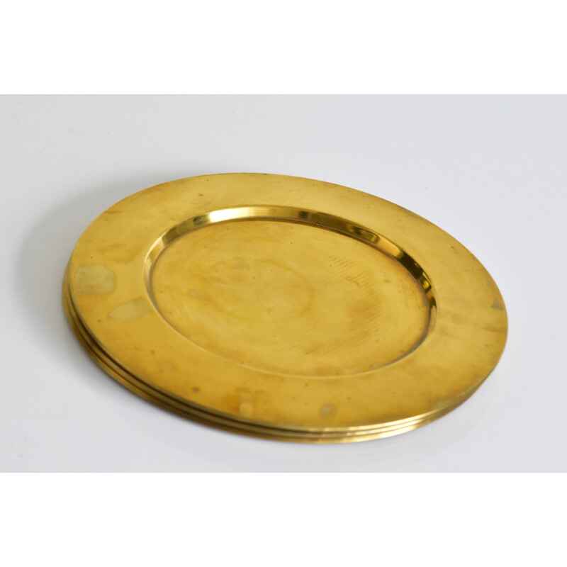 Set of 6 danish coaster plates in brass by Stelton - 1960s